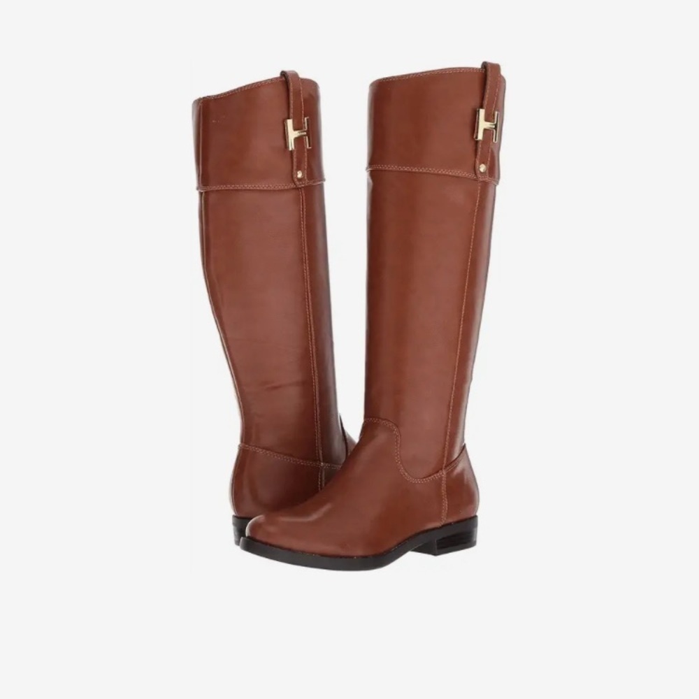 Tommy Hilfiger Shyanne 3 cognac Brown Knee-High faux Leather riding Boots size 7